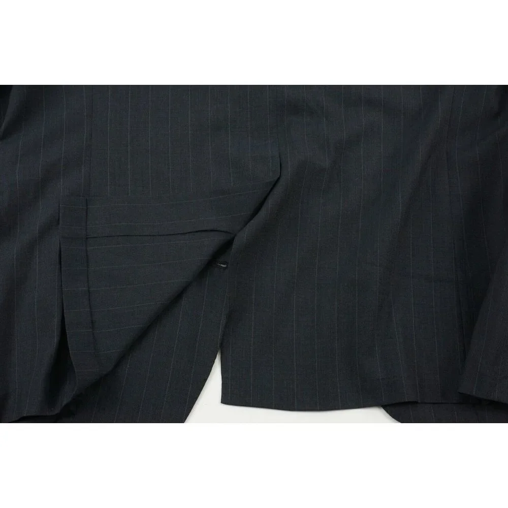 Oxxford Clothes Owentsia Super 100s Mens 43R Blue Striped Wool Vent Notch Blazer